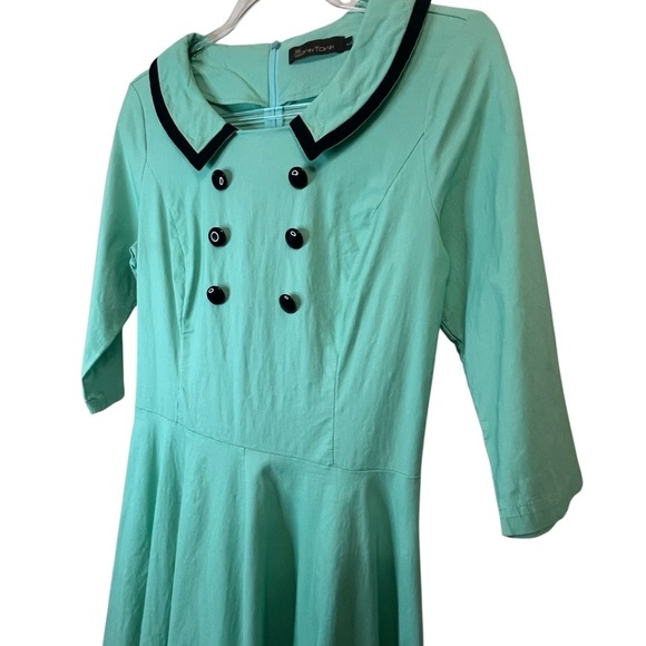 GownTown Mint Green 1950’s Vintage Style Stretchy Swing Event Dress SZ L - Picture 7 of 12